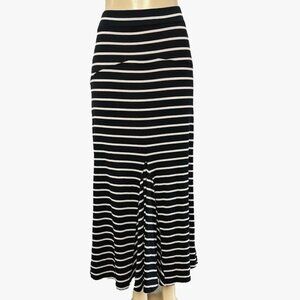 POOF Maxi Skirt Horizontal Black‎ White Stripe High Rise Jersey Lightweight S